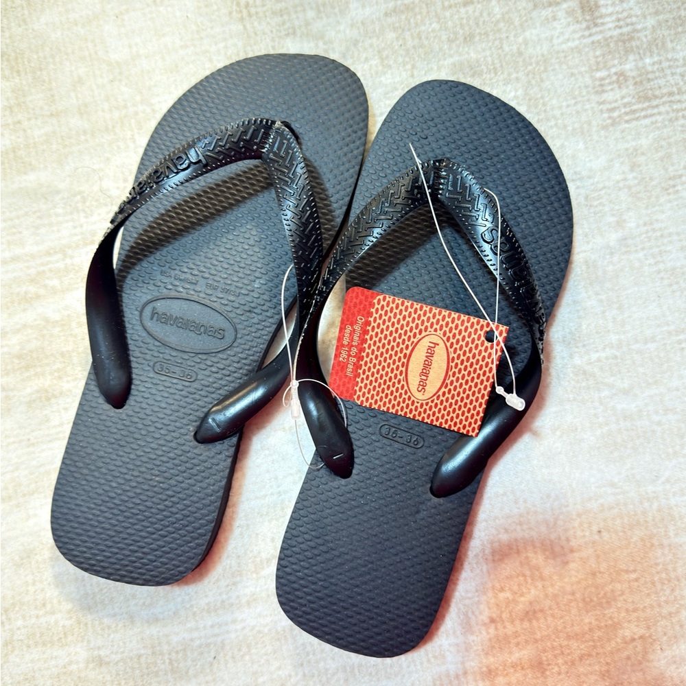 Havaianas Black Rubber Flip Flops Size 6Women